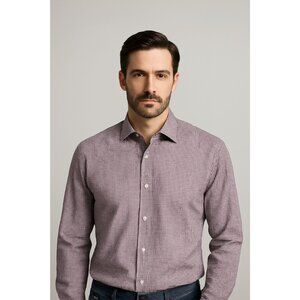 John Varvatos Men's Button-Up Size 16.5 34-34 Long Sleeve Gingham Eggplant